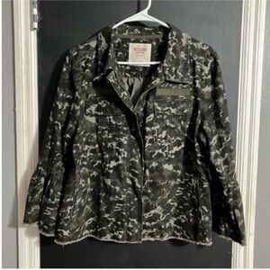 Mossimo Supply Co Camo Bell Sleeve Full Zip Jacket Size: L